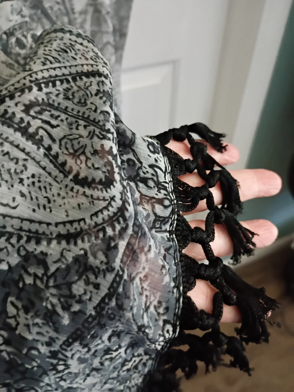 Black & White Paisley Fringe Kimono